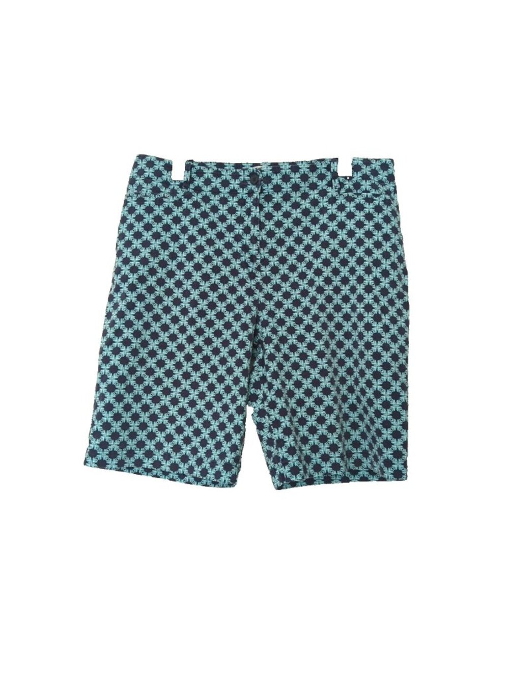 Talbots Perfect Shorts Womens 16 Cotton Stretch  Blue Geometric Coin Pocket-lp15